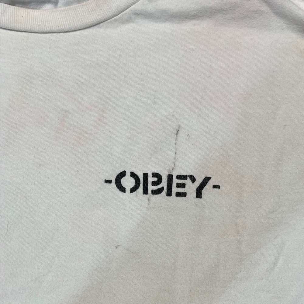 Obey White Long Sleeve with Colorful Sleeve Graphics - Picture 2 of 6